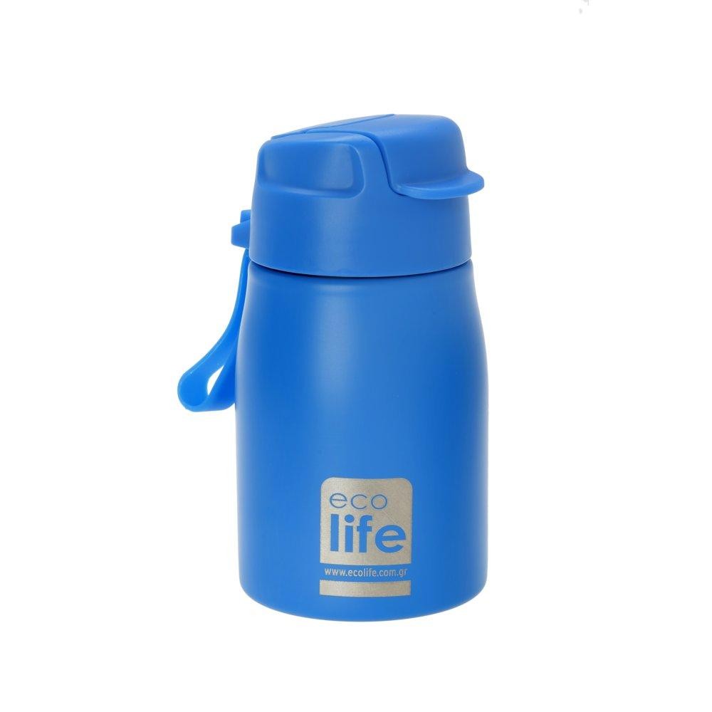 Παγουράκι 400ml Eσωτερικό Καλαμάκι Μπλε, Ecolife